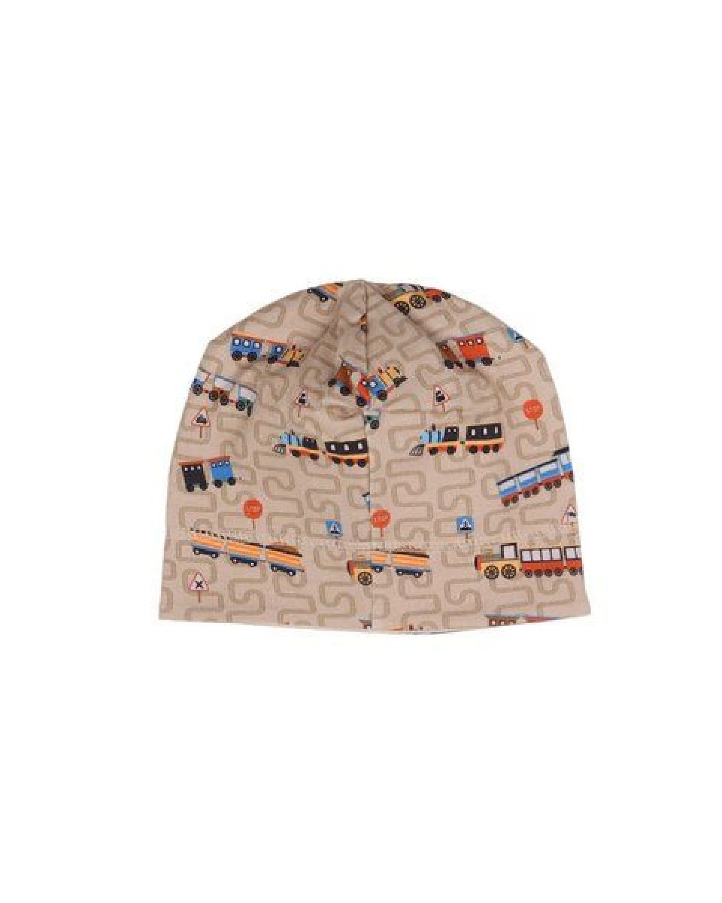 Kinder Beanie GOTS zertifiziert Bio-Baumwolle, Beige, Zug-Muster, Walkiddy – Ansicht 2