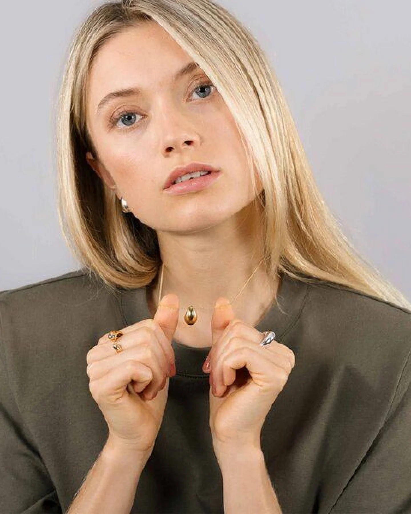 fejn jewelry Kette 'big drop' mit großem Tropfenanhänger – Ansicht 2