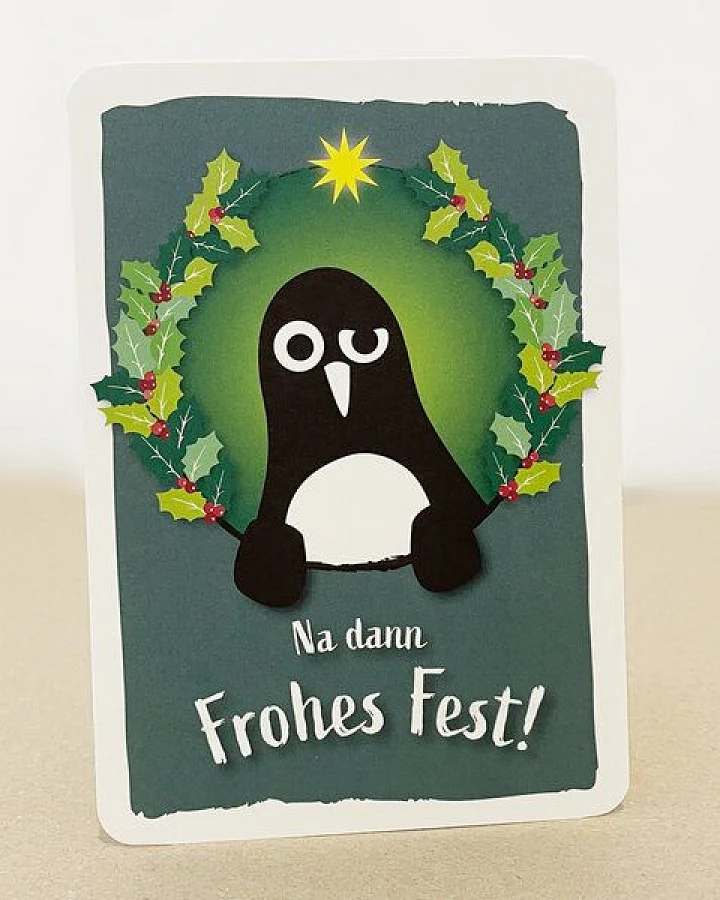 päfjes Pinguin Paul sagt Frohes Fest / Weihnachten - Postkarte A6