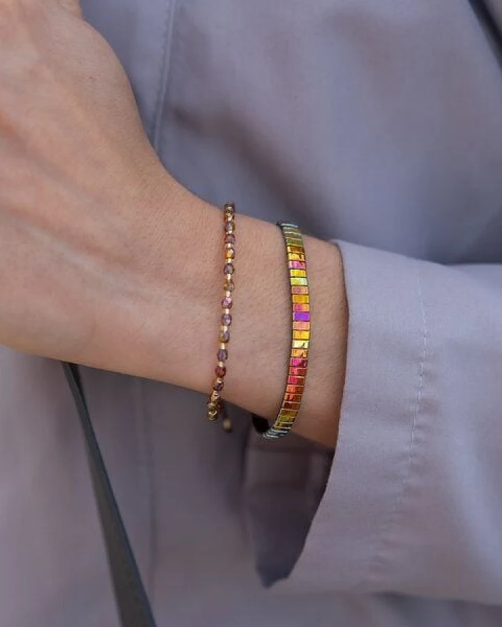 juni Schimmerndes Armband "City Lights" - orange / pink