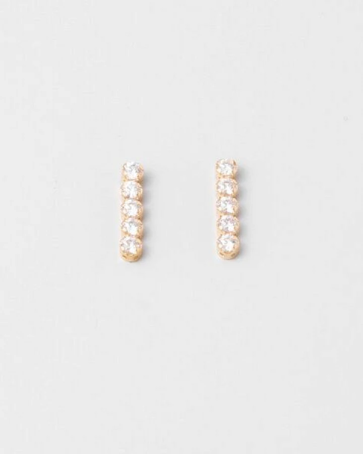 fejn jewelry Ohrstecker 'short sparkle & chain' - kurze Zirkonia Ohrringe