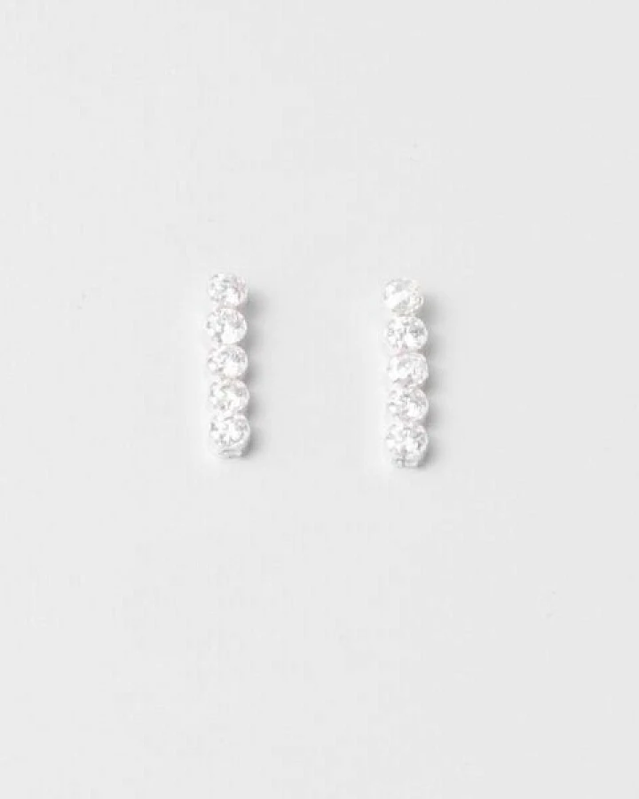 fejn jewelry Ohrstecker 'short sparkle & chain' - kurze Zirkonia Ohrringe