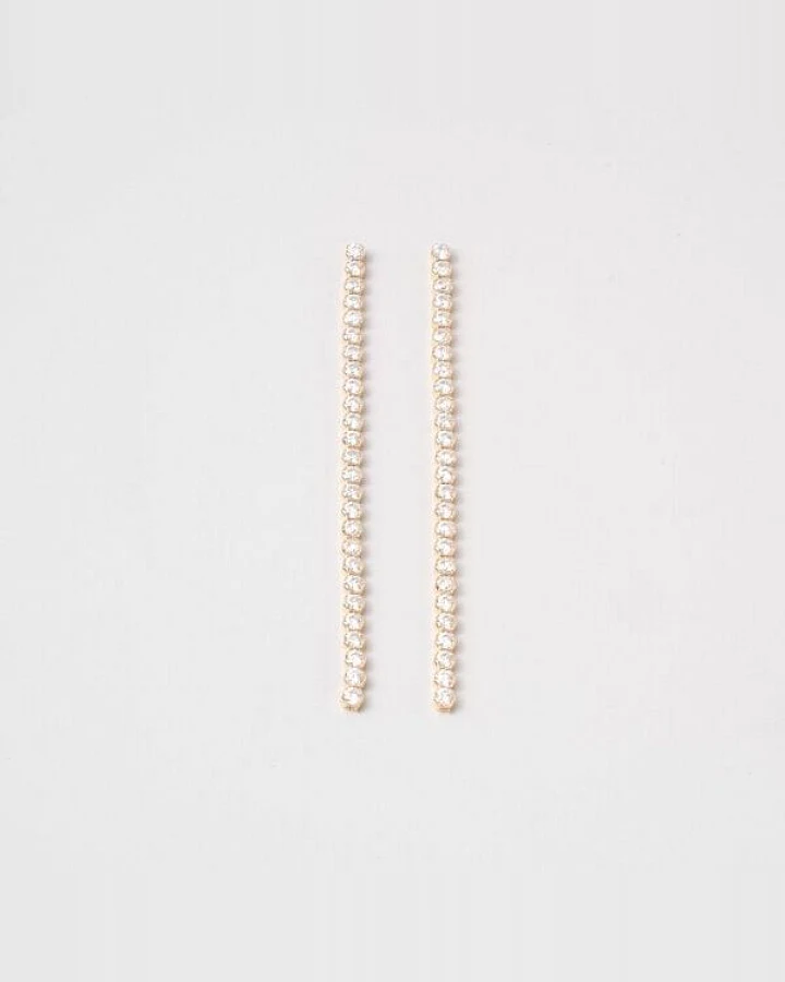 fejn jewelry Ohrstecker 'long sparkle & chain' - lange Zirkonia Ohrringe