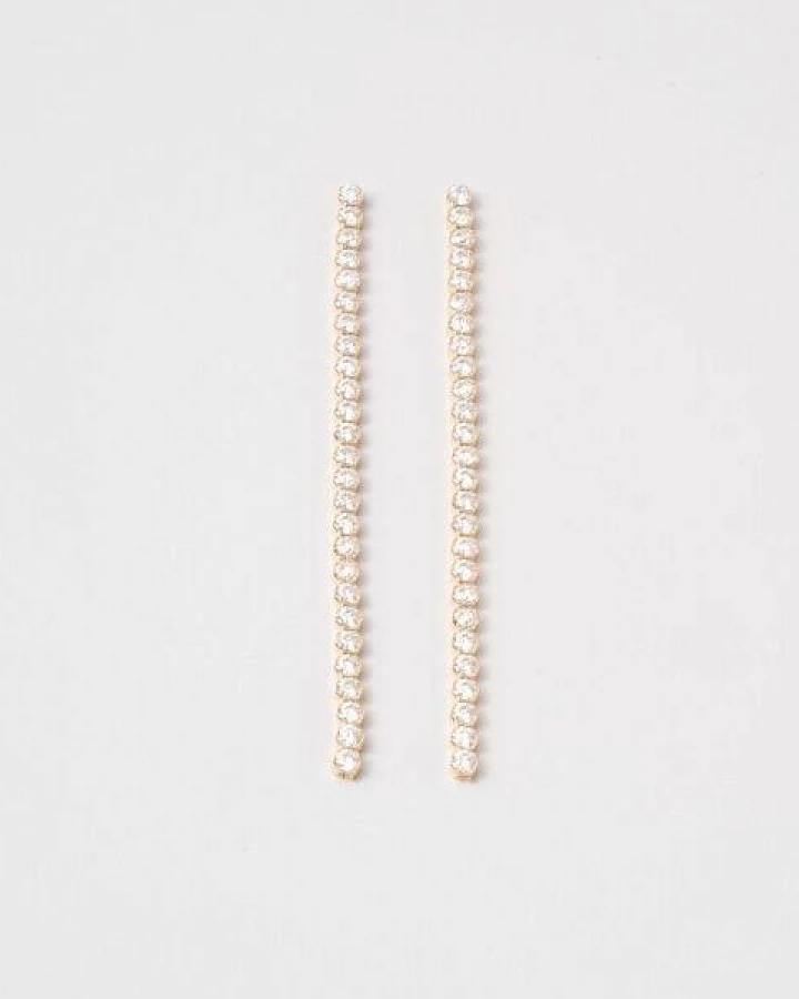 fejn jewelry Ohrstecker 'long sparkle & chain' - lange Zirkonia Ohrringe