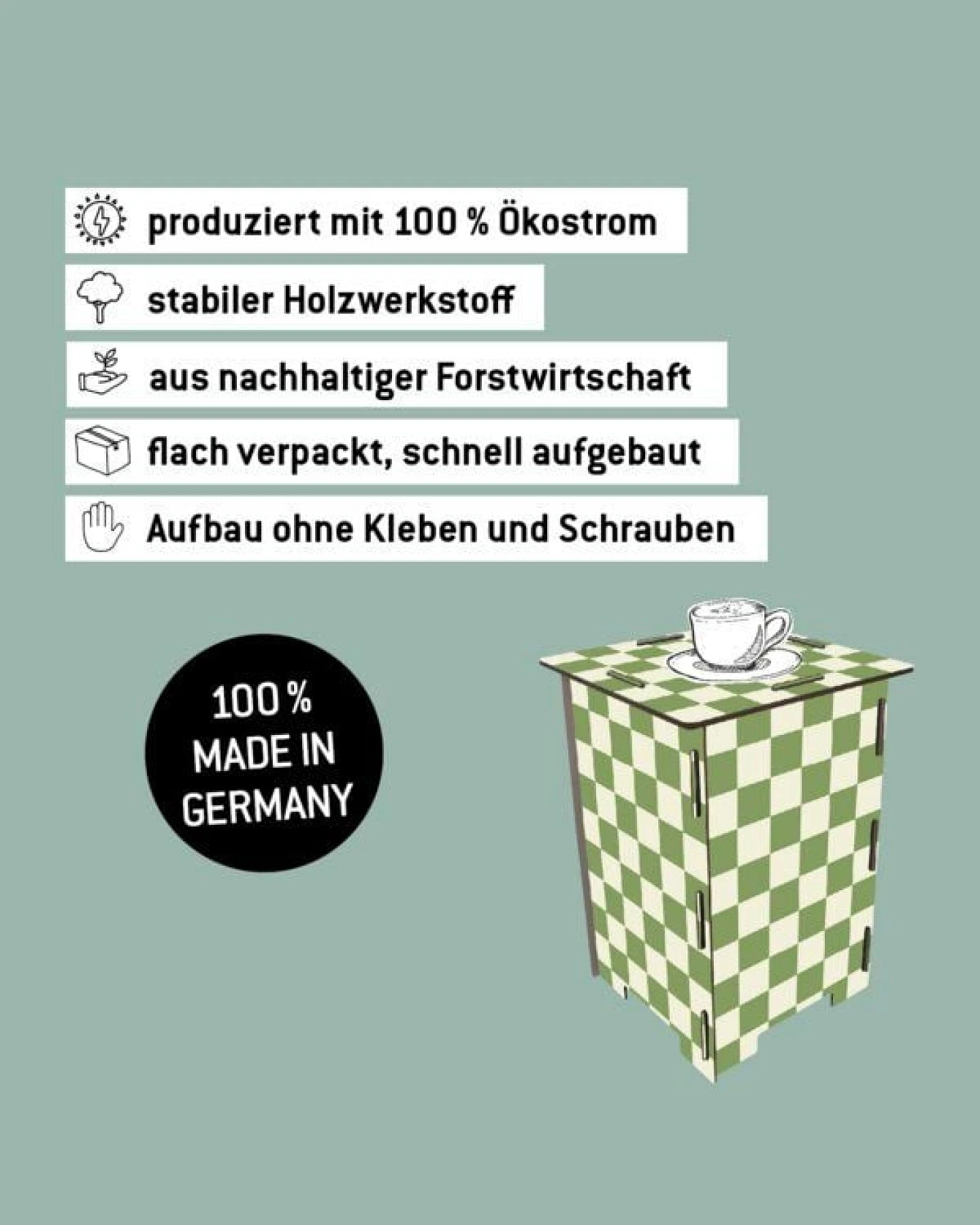 WERKHAUS Photohocker -Schachbrettmuster grün – Ansicht 3