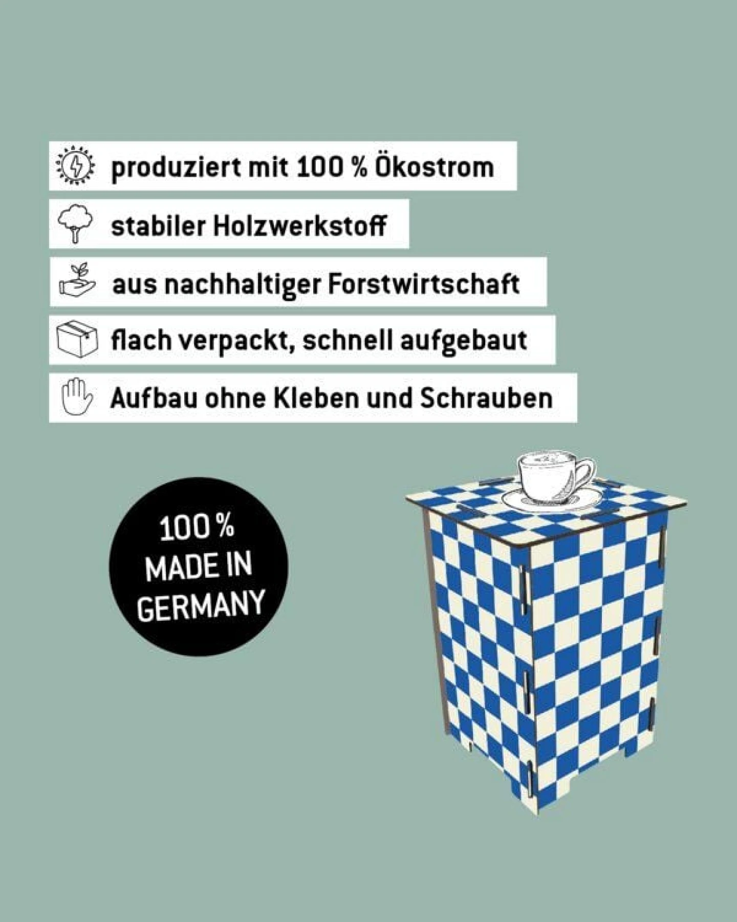 WERKHAUS Photohocker - Schachbrettmuster blau – Ansicht 3