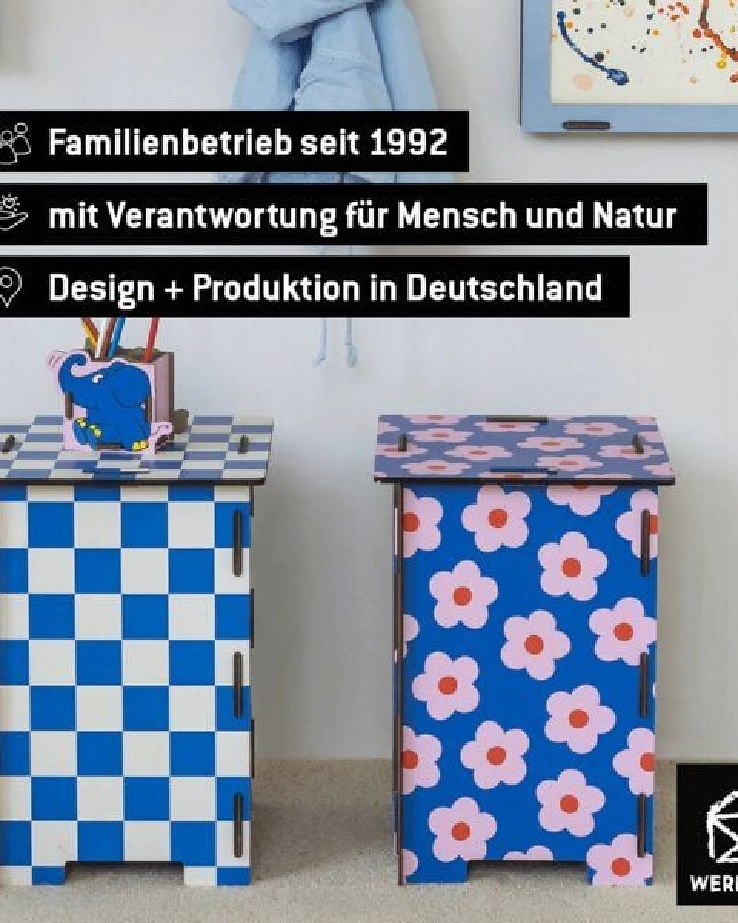 WERKHAUS Photohocker - Schachbrettmuster blau – Ansicht 4
