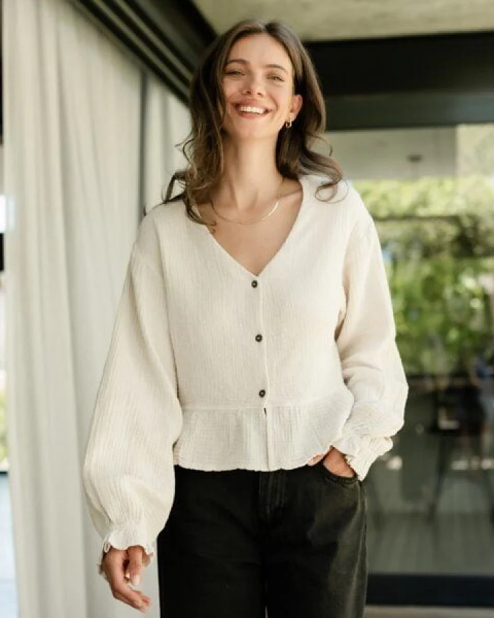 NORDLICHT Musselin Bluse Selma mit Punkten aus 100% Bio-Baumwolle