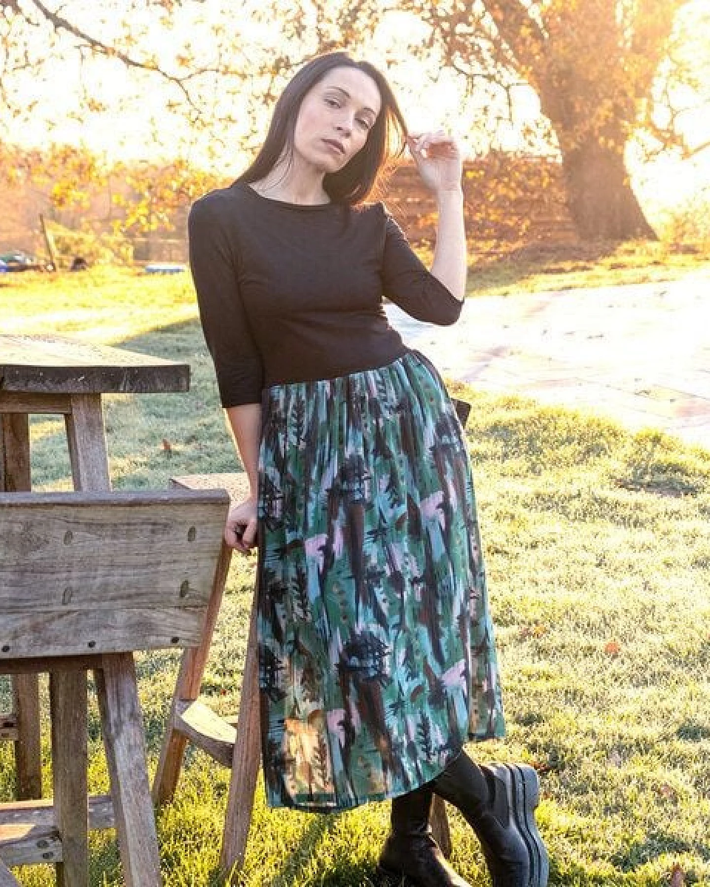 WiDDA berlin Kleid MIXI schwarz/ aquarell Print aus ECOVERO® – Ansicht 4