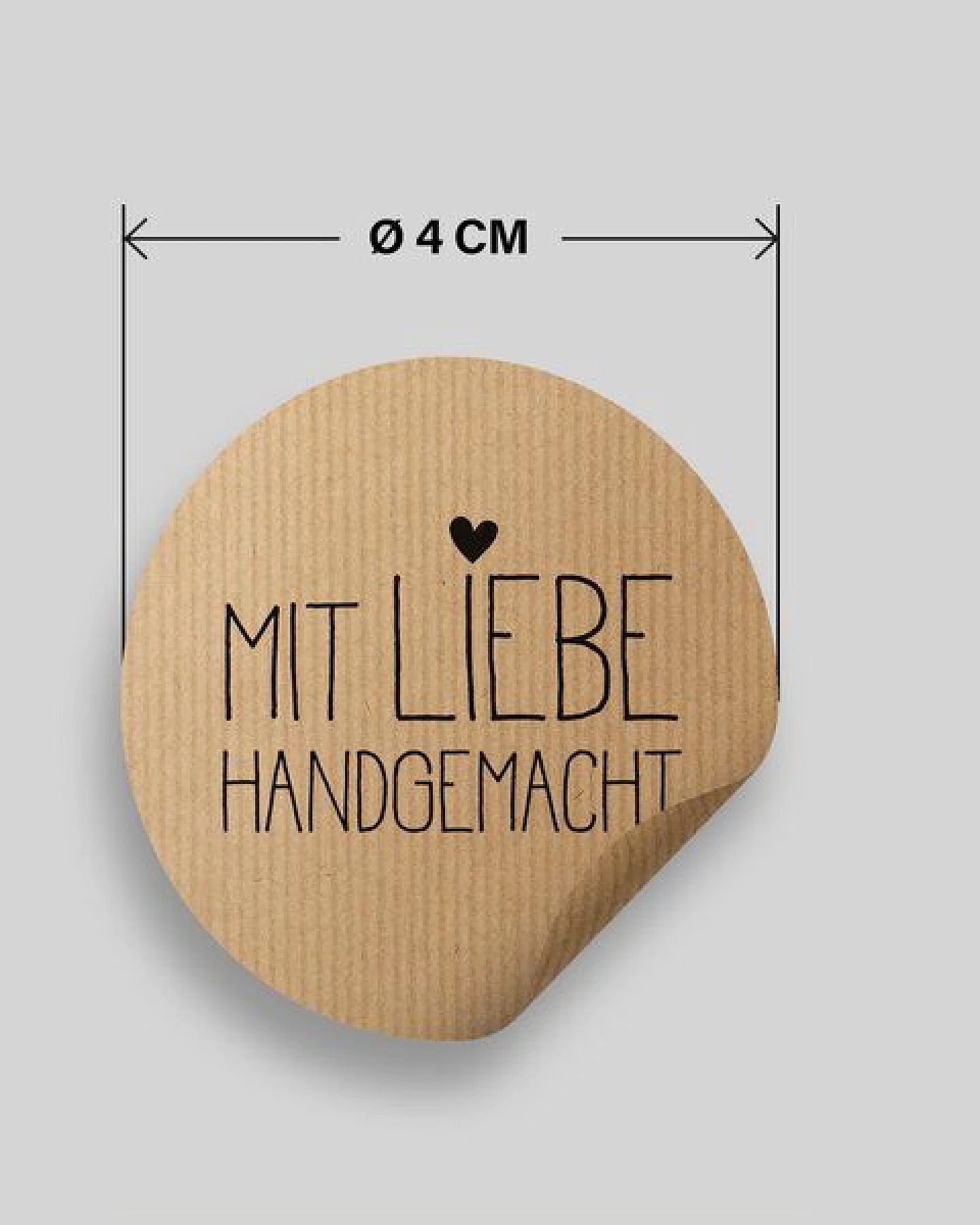 Fines Papeterie 50 Aufkleber * SELBSTGEMACHT * 4cm rund * auf Rolle * Recyclingpapier und Kraftpapier – Ansicht 3