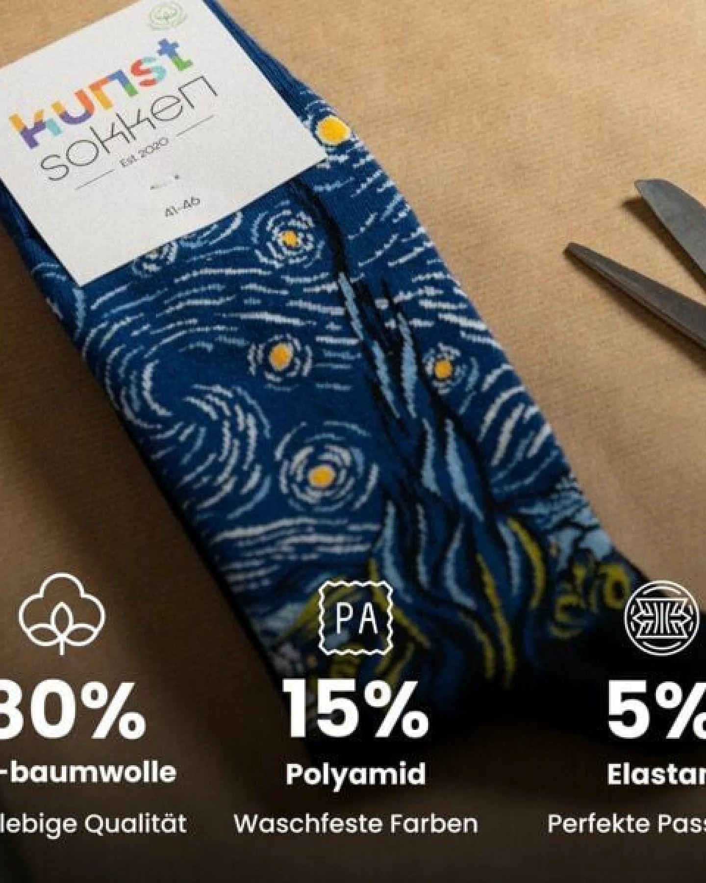 KUNSTSOKKEN Kunst Socken Set - Nahtlose Bunte Socken aus Bio-Baumwolle Mix - Witzige Socken Lustige Socken Verrückte Socken – Ansicht 2