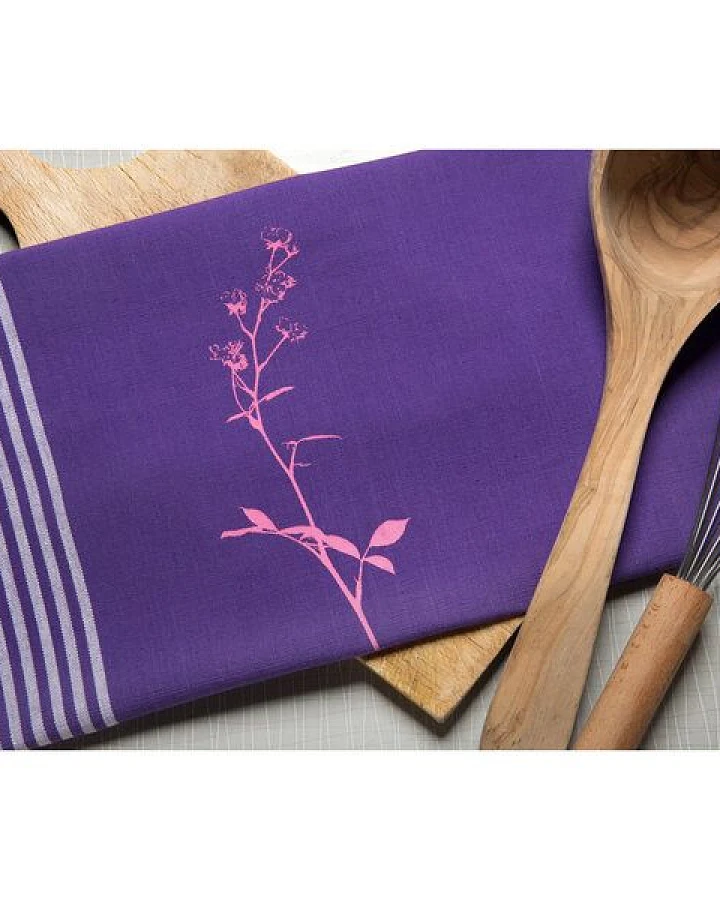 Hirschkind Bio & Fair-Trade-Geschirrtuch "Strauchrose" lila