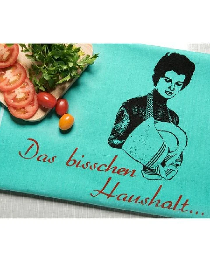 Hirschkind Bio & Fair-Trade-Geschirrtuch "Das bisschen Haushalt..."