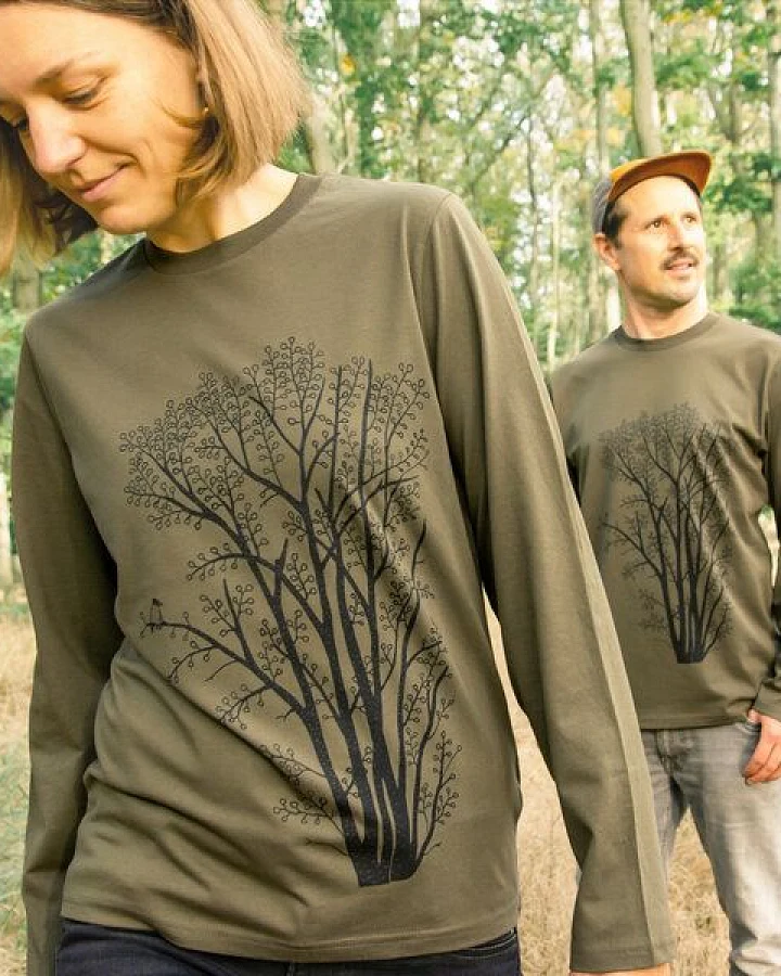 Cmig Erle mit Elster Langarmshirt unisex in khaki