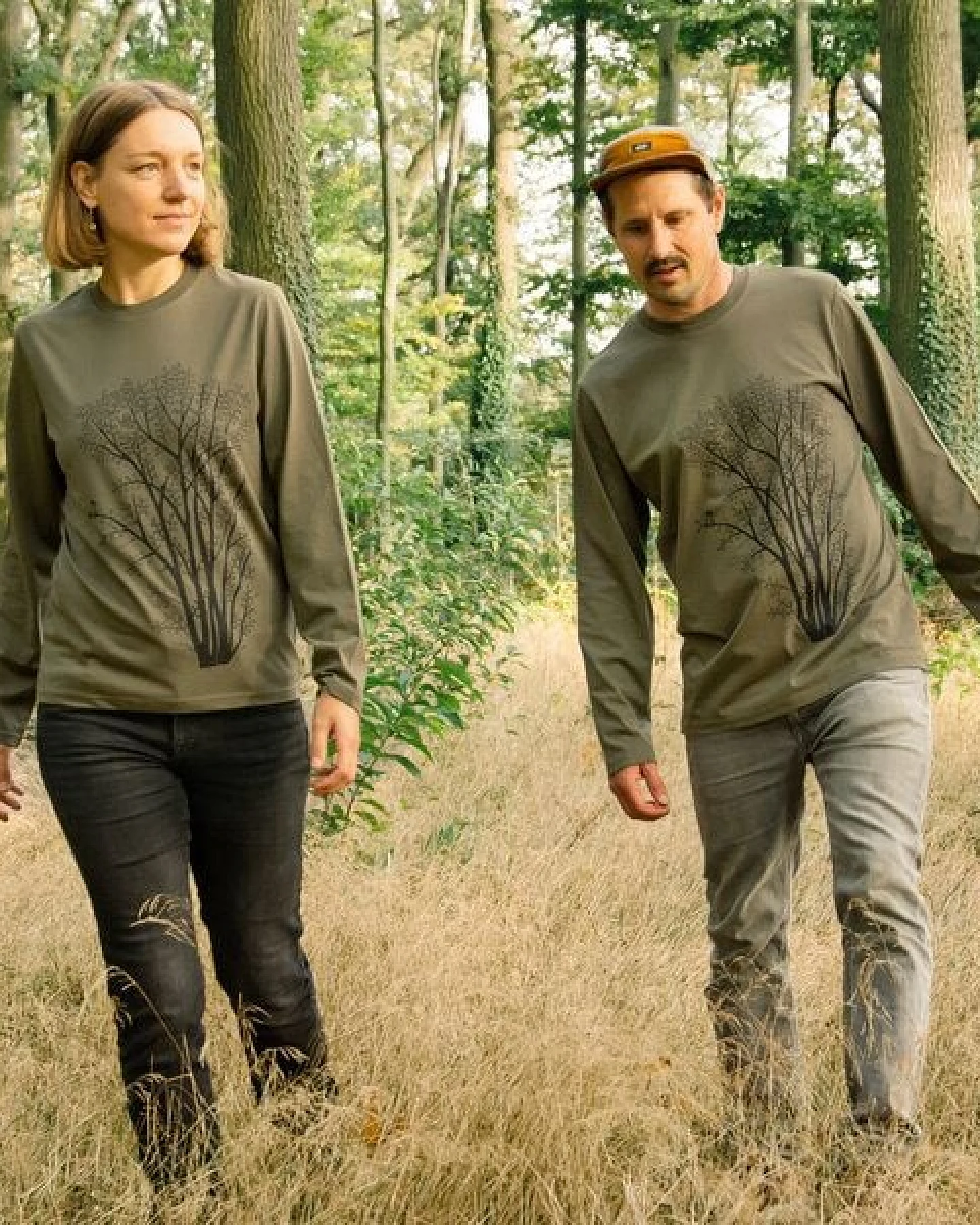 Cmig Erle mit Elster Langarmshirt unisex in khaki – Ansicht 3