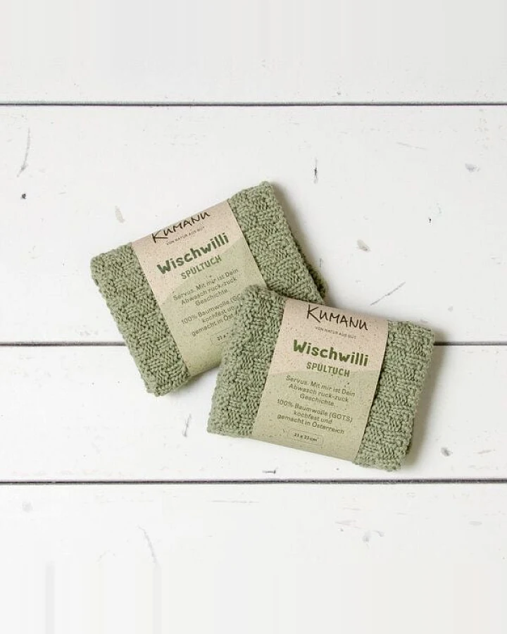 Kumanu - von Natur aus gut 2er Set, gestricktes Spültuch "Wischwilli"