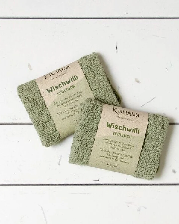 Kumanu - von Natur aus gut 2er Set, gestricktes Spültuch "Wischwilli"