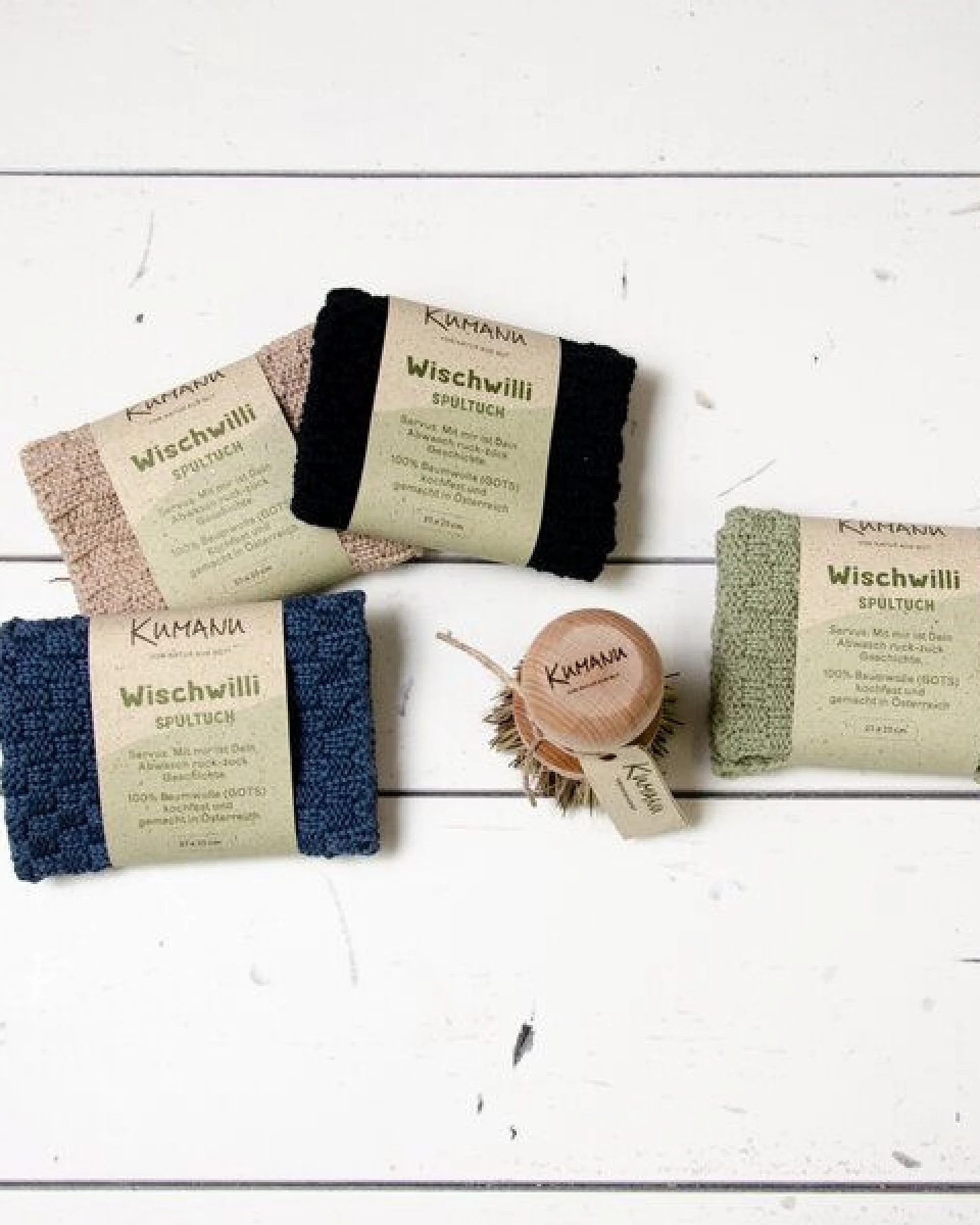Kumanu - von Natur aus gut Spülset, Topfbürste und gestricktes Spültuch "Wischwilli" – Ansicht 2