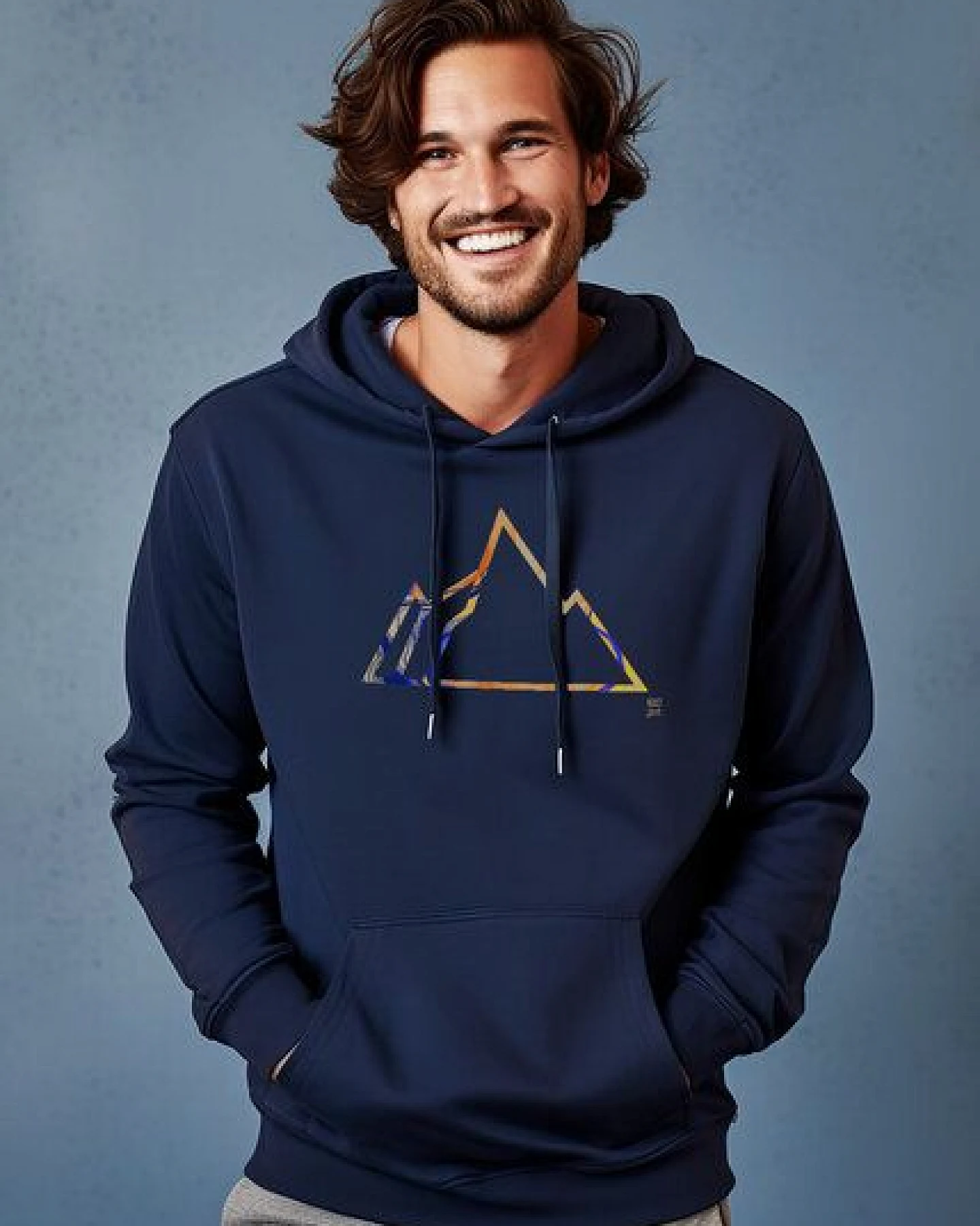 Kultgut Biofair - Hochwertiger Kapuzenpullover / Colorful Mountain – Ansicht 3