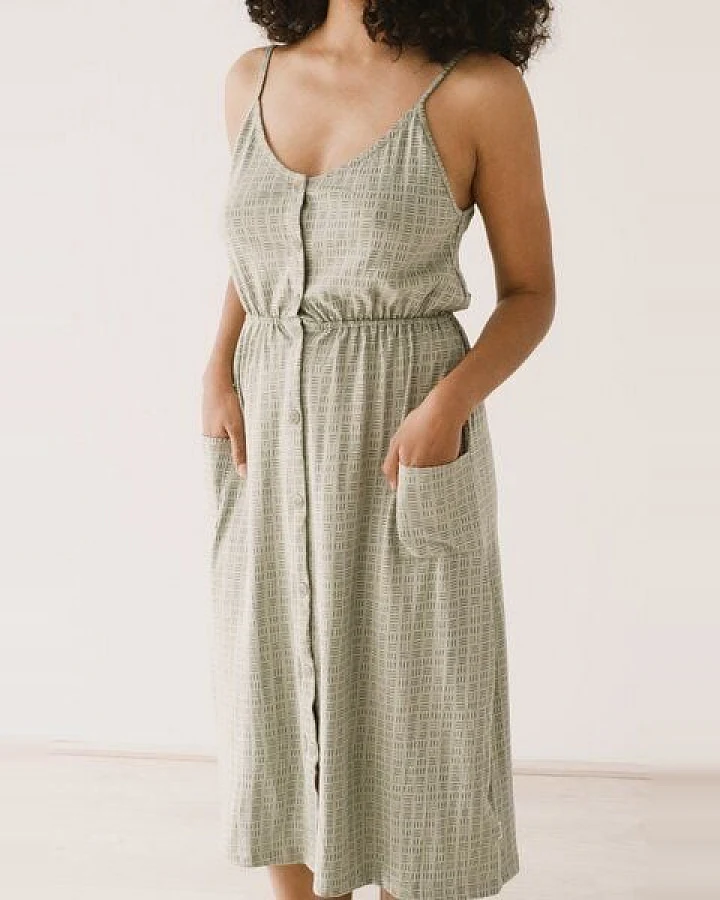 TIRALAHILACHA Hiare Midi dress in green wicker