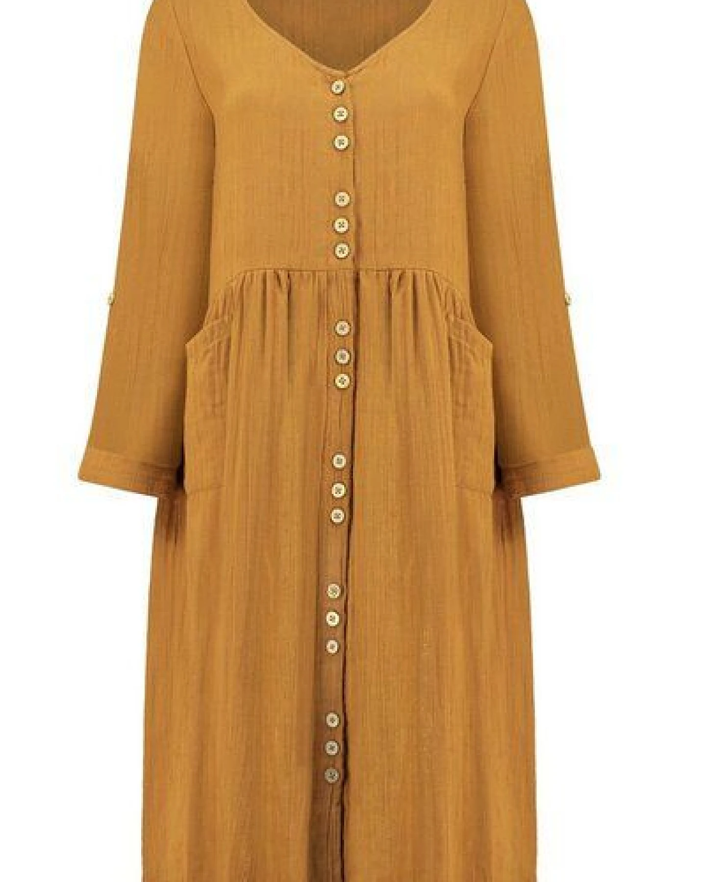 TIRALAHILACHA Siara V-neckline dress in mustard – Ansicht 3
