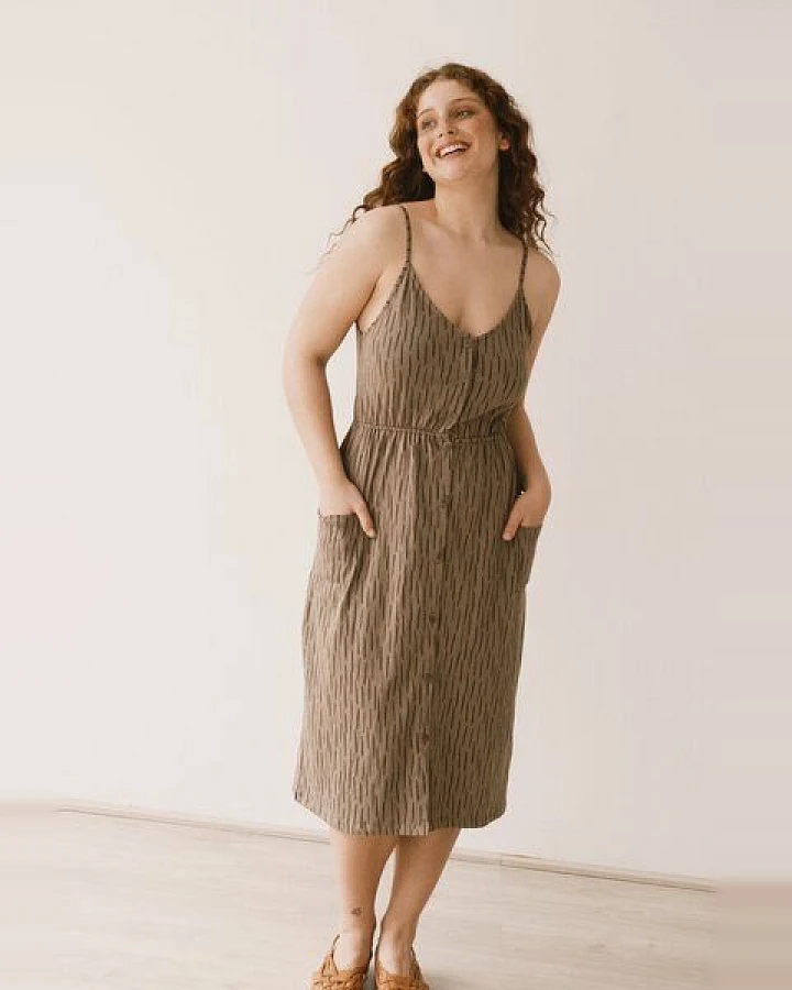 TIRALAHILACHA Hiara Midi Dress in brown bark