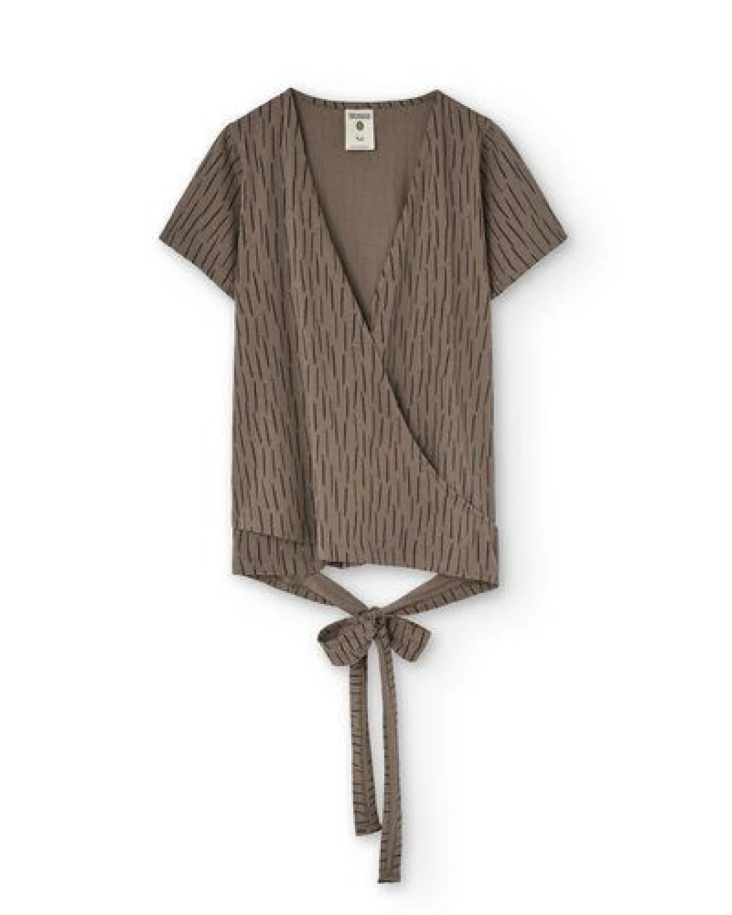 TIRALAHILACHA Hagne wrap T-Shirt in bark brown – Ansicht 4