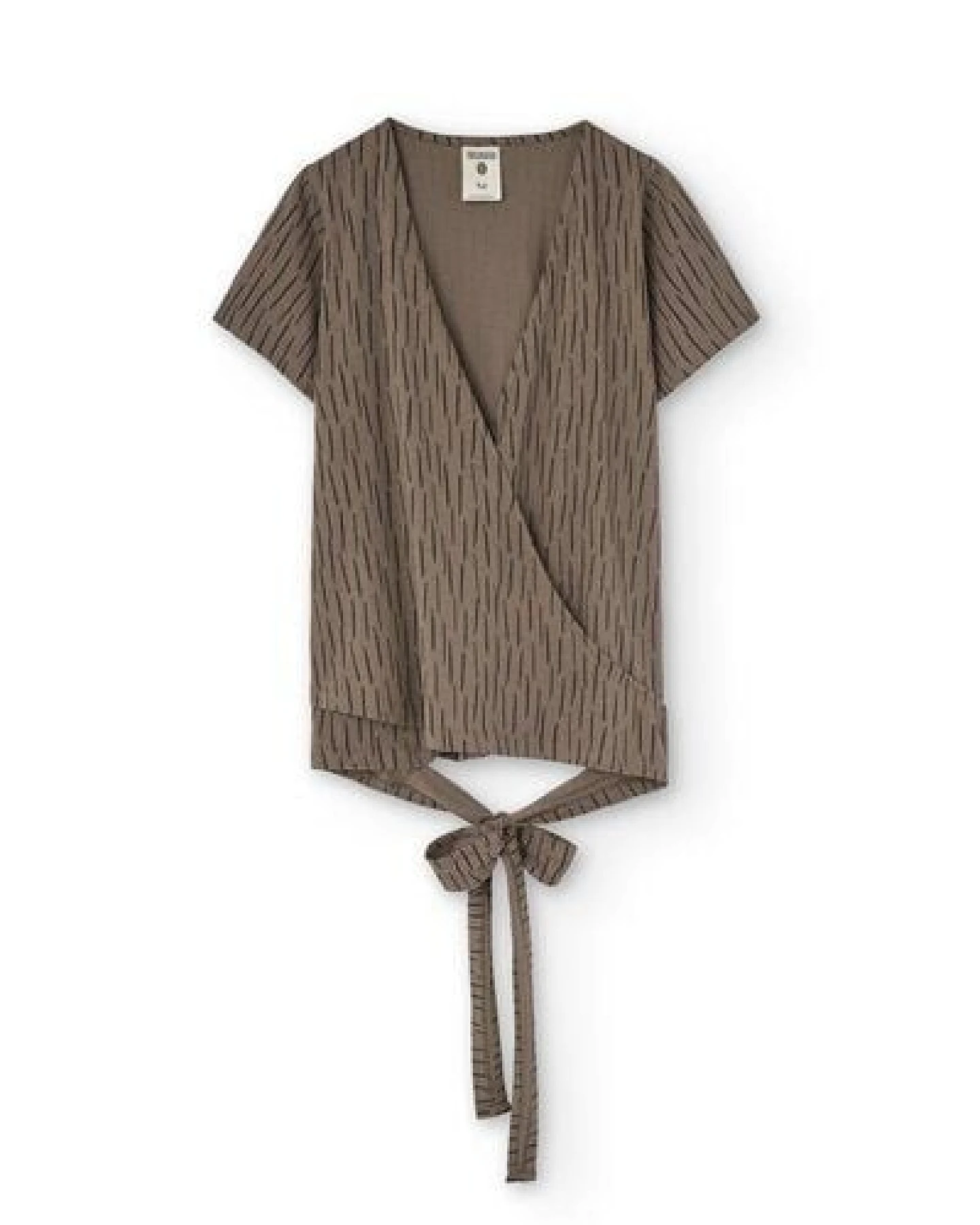TIRALAHILACHA Hagne wrap T-Shirt in bark brown – Ansicht 4