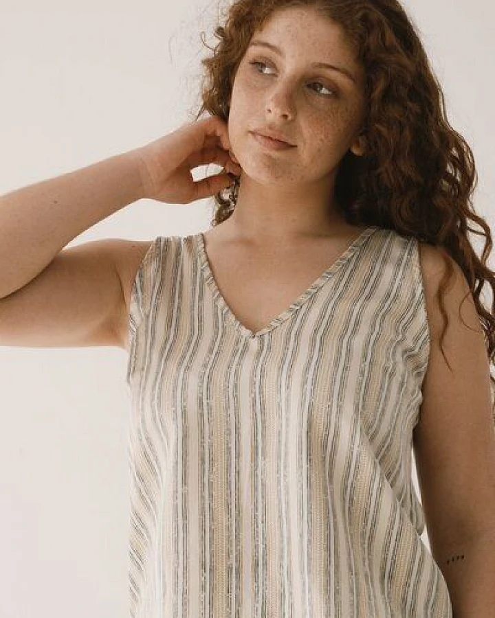 TIRALAHILACHA Holly Tencel strap top trace print