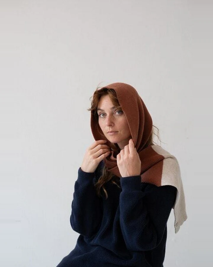 TIRALAHILACHA Tayo chunky wool scarf in three-tone