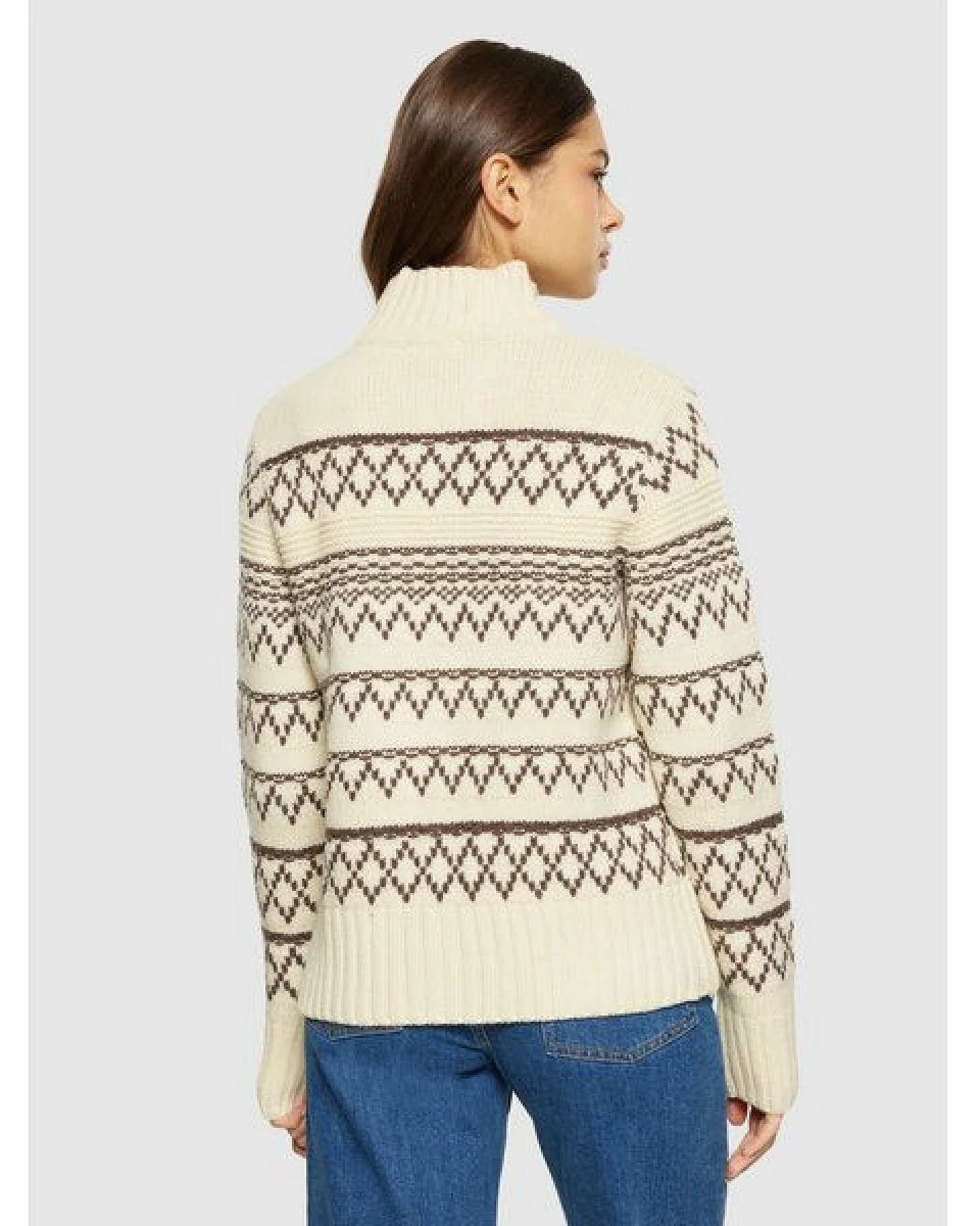 KnowledgeCotton Apparel Strickpullover mit Rollkragen und Muster aus Bio-Lammwolle – Ansicht 3