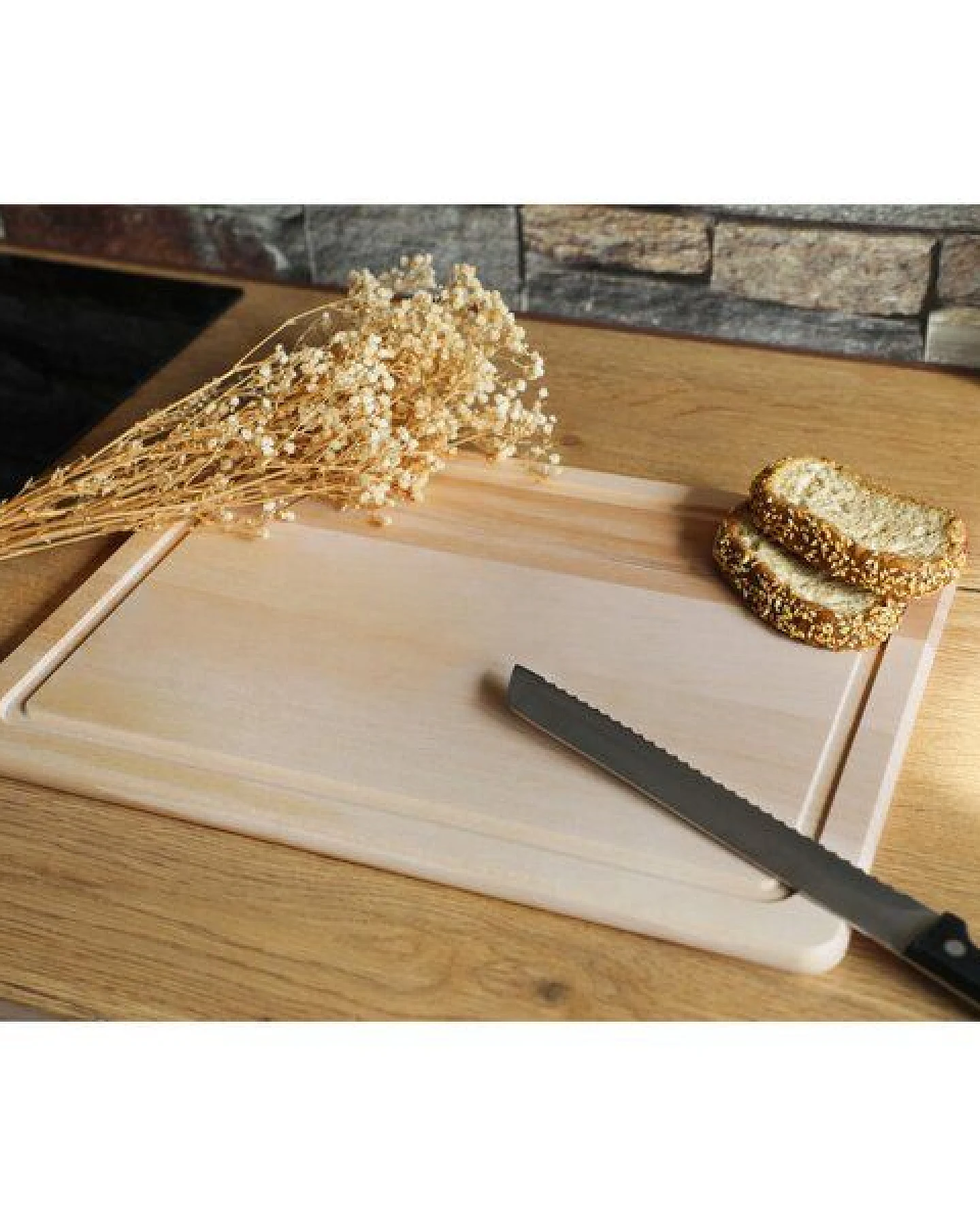 elasto Schneidebrett mit Saftrille - Holz Schneidebrett ideal für die Küche – Ansicht 2