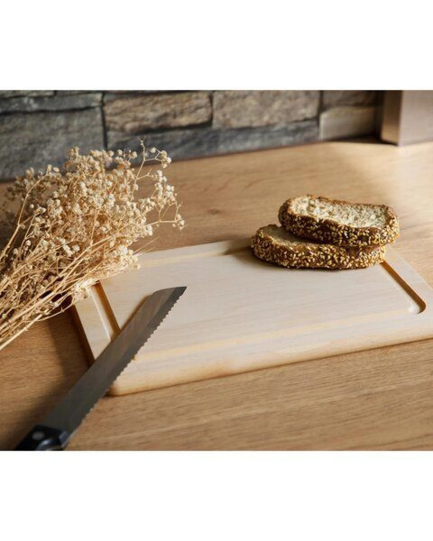elasto Schneidebrett mit Saftrille - Holz Schneidebrett ideal für die Küche – Ansicht 2