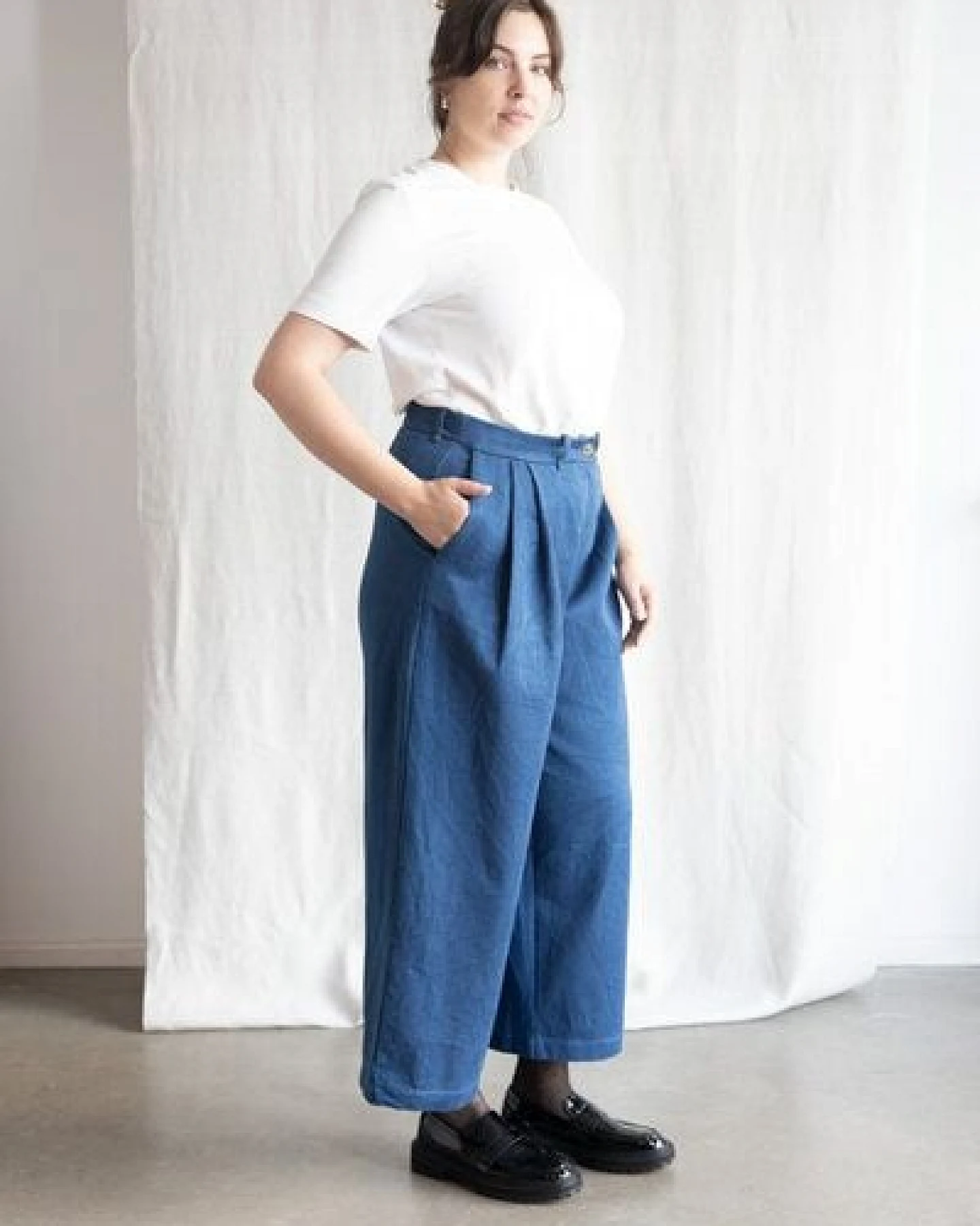 Jyoti - Fair Works Bio-Baumwolldenim Culotte Awasi – Ansicht 4