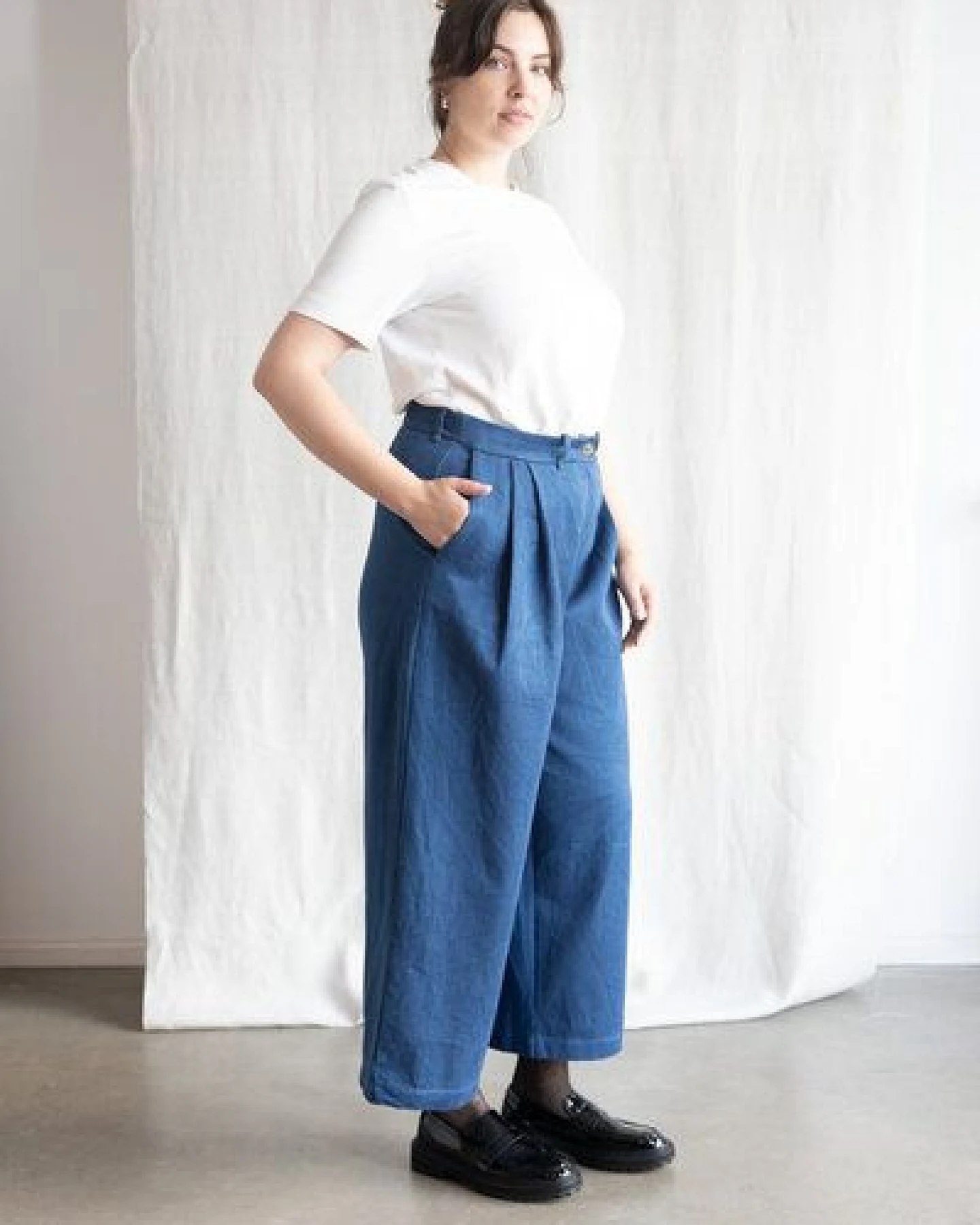 Jyoti - Fair Works Bio-Baumwolldenim Culotte Awasi – Ansicht 4