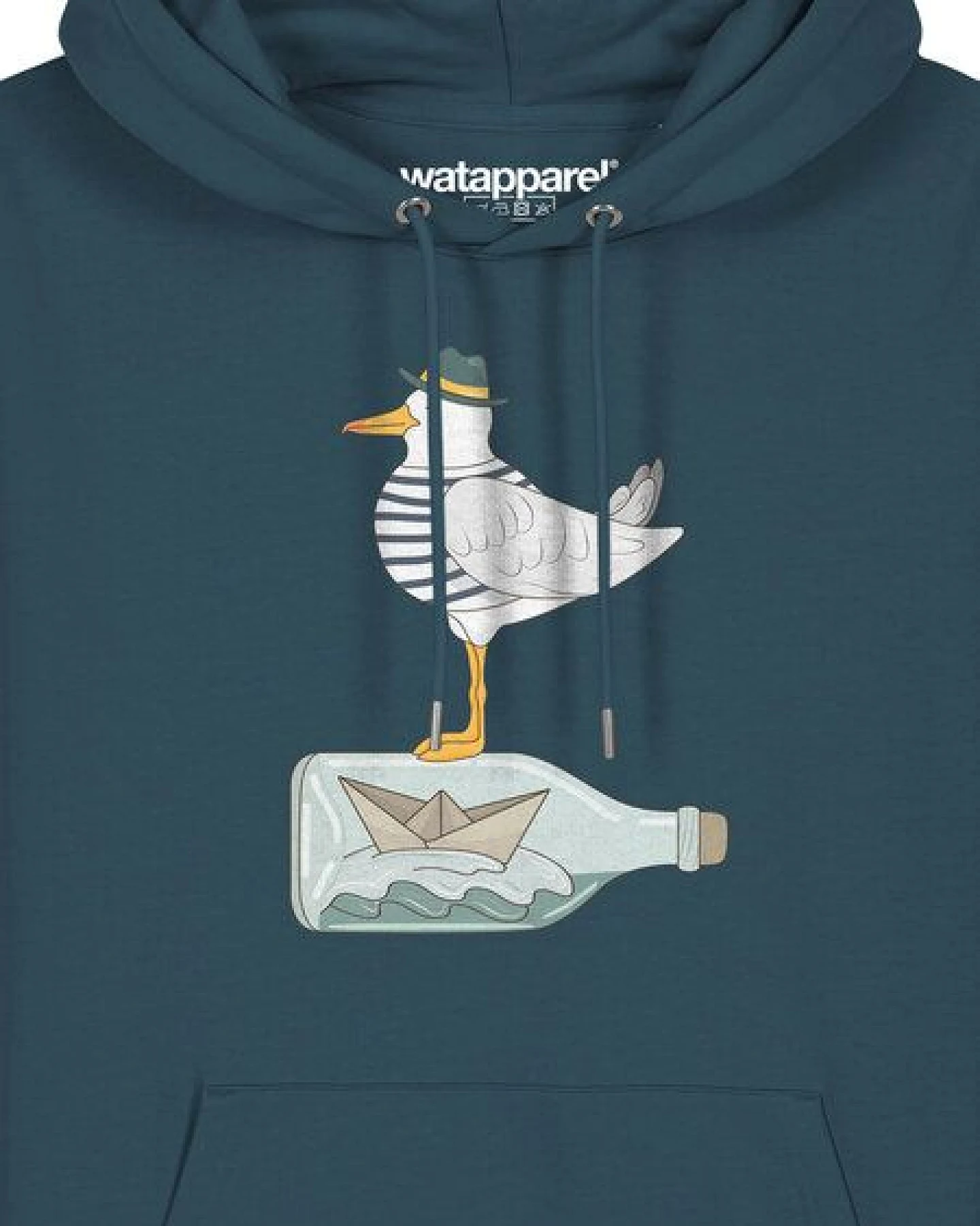 watapparel Hoodie Unisex Möwe mit Hut – Ansicht 3