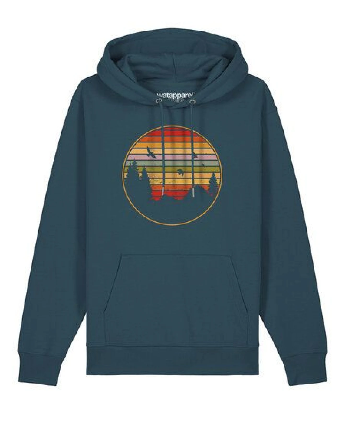 watapparel Hoodie Unisex Sunset Berge & Tannen – Ansicht 2