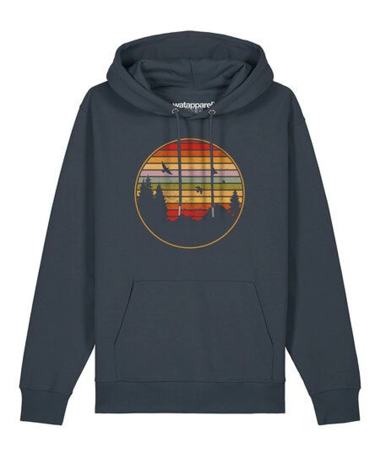 watapparel Hoodie Unisex Sunset Berge & Tannen – Ansicht 2