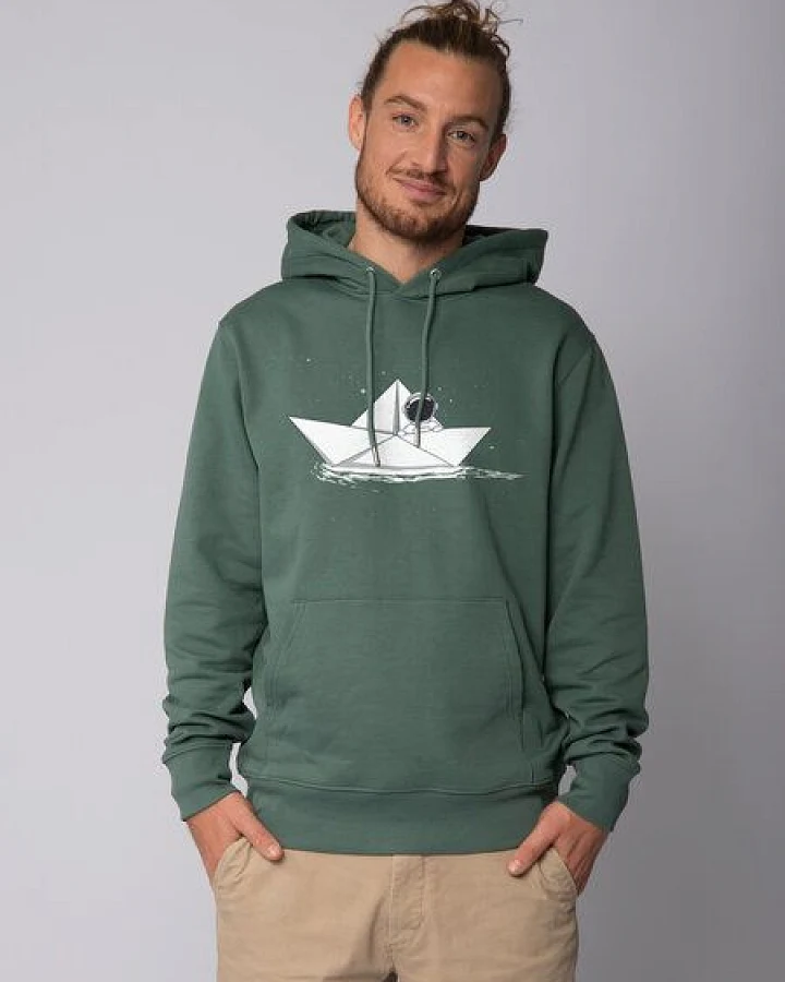 watapparel Hoodie Unisex Astronaut in paper boat