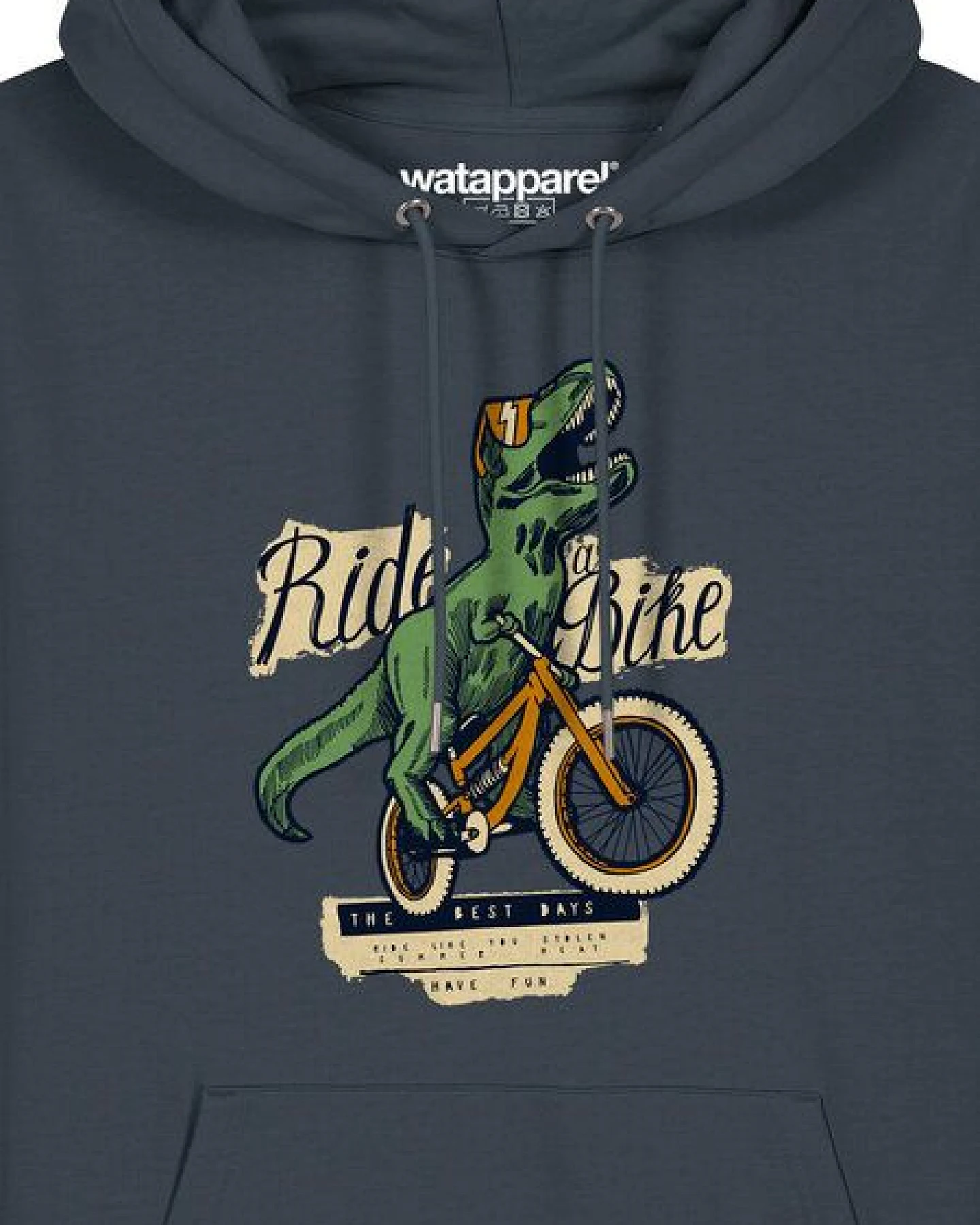 watapparel Hoodie Unisex T-Rex Fahrrad – Ansicht 3