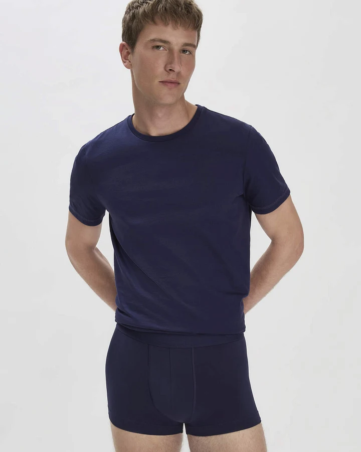 hessnatur Herren Pants Regular Cut im 3er-Pack COTTON MIX aus Bio-Baumwolle - blau - Größe 4 = S