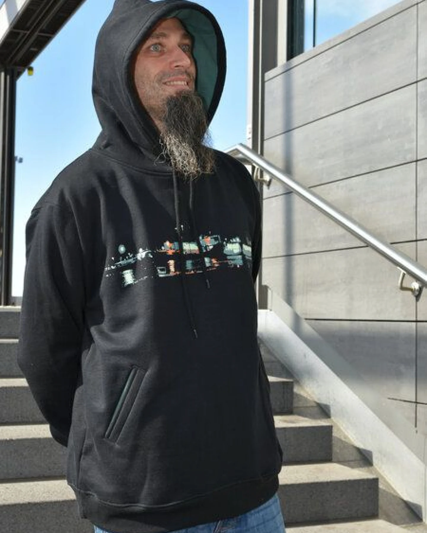 T-Shirtladen-Marktstrasse GmbH Elbe bei Nacht Boy-Kapuzenpulli – Ansicht 2