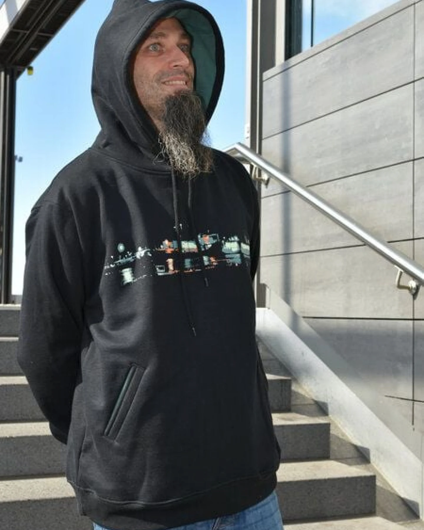 T-Shirtladen-Marktstrasse GmbH Elbe bei Nacht Boy-Kapuzenpulli – Ansicht 2