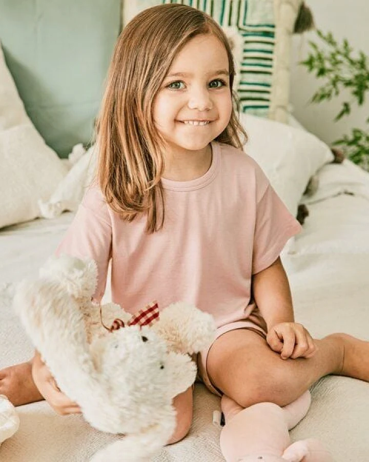 tetoi-vienna TENCEL kurzarm T-Shirt und kurze Hose Kinder Set "Waldbad"
