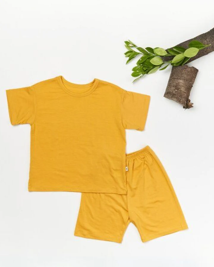 tetoi-vienna TENCEL kurzarm T-Shirt und kurze Hose Kinder Set "Waldbad"