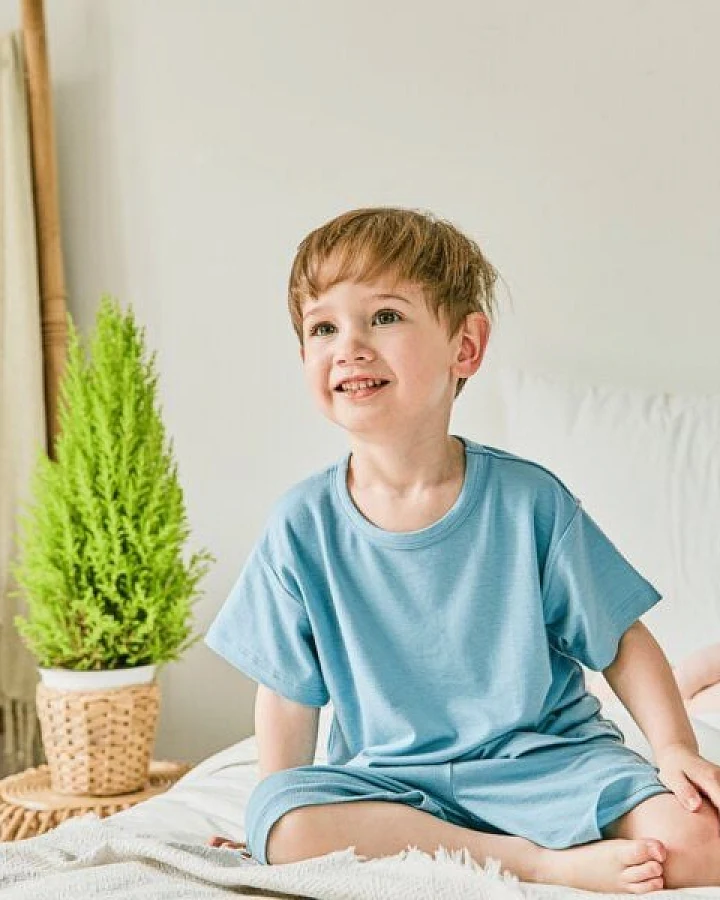 tetoi-vienna TENCEL kurzarm T-Shirt und kurze Hose Kinder Set "Waldbad"