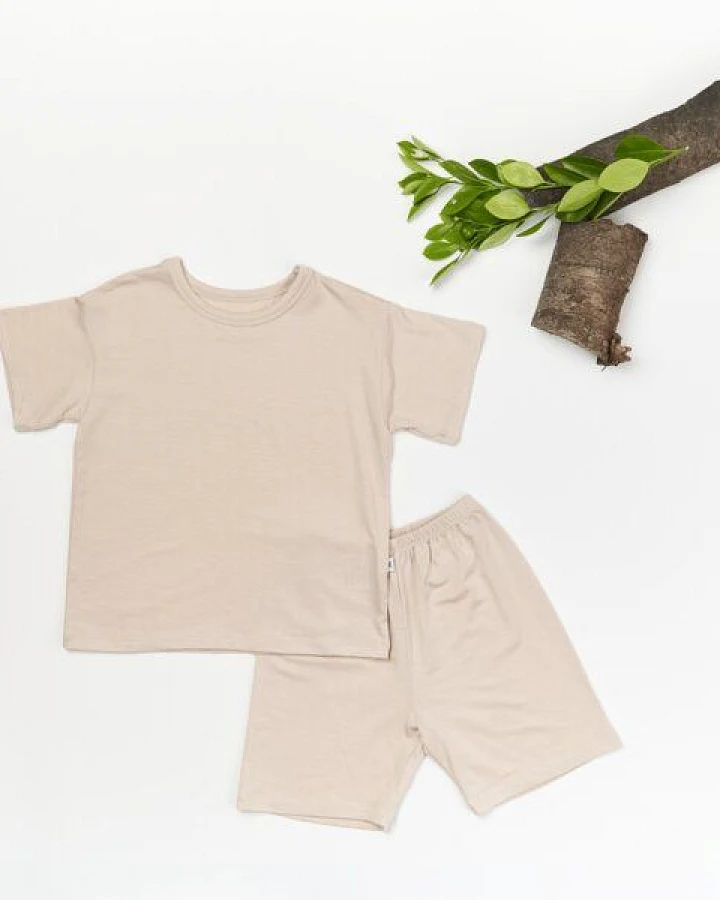 tetoi-vienna TENCEL kurzarm T-Shirt und kurze Hose Kinder Set "Waldbad"