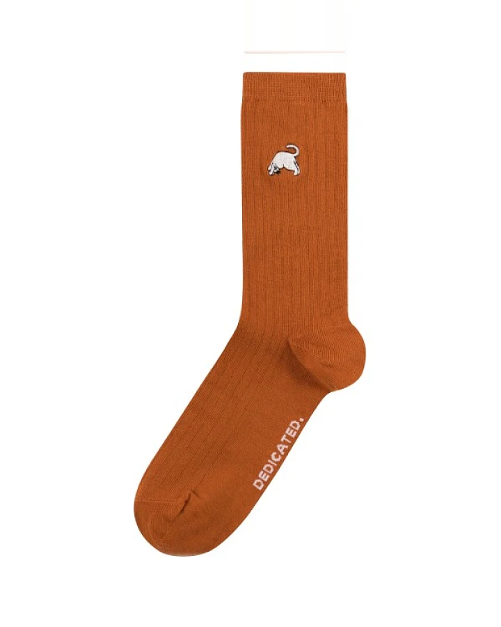 DEDICATED - Rib Socks Knivsta Dog Pose - Multifunktionssocken Gr 36-40 braun