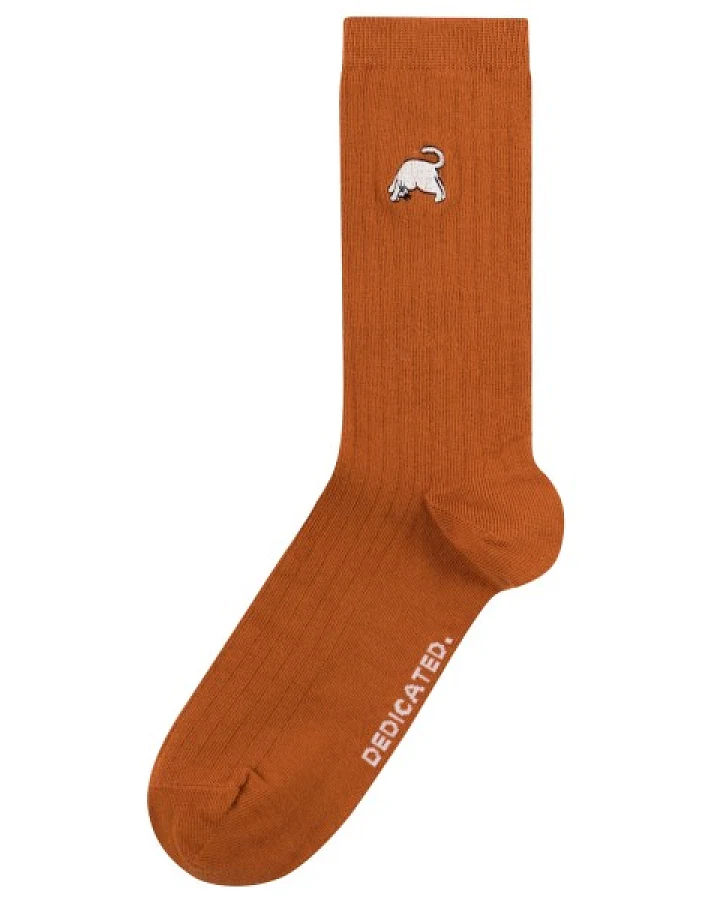 DEDICATED - Rib Socks Knivsta Dog Pose - Multifunktionssocken Gr 36-40 braun