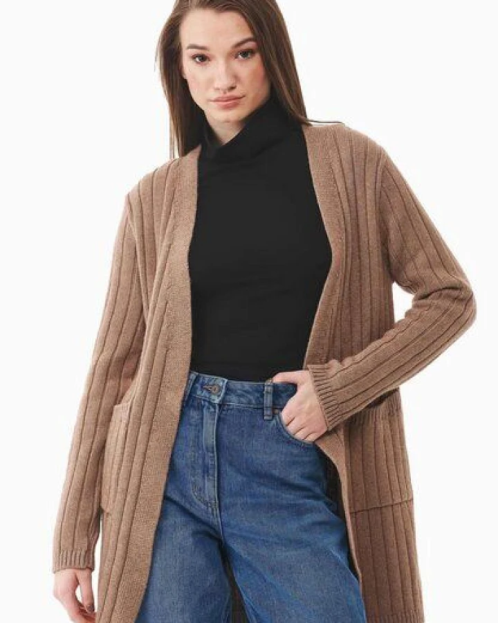 ORGANICATION Langer Offener Cardigan aus Bio-Baumwolle Mix